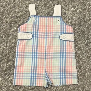 The Beaufort Bonnet Co pastel plaid Overall romper  0/6